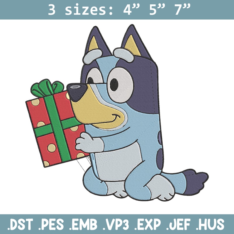 Bluey gift Embroidery Design, Bluey Embroidery, Embroidery File, Chrismas Embroidery, Anime shirt, Digital download.jpg