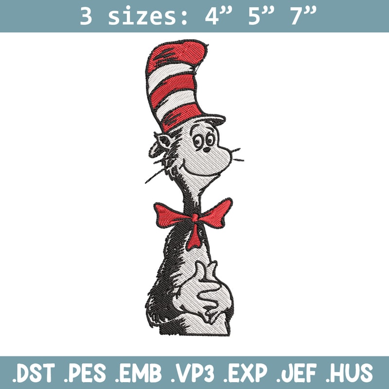 Cat in the Hat Logo Embroidery Design, Dr Seuss Embroidery, Embroidery File, Embroidery design, Digital download..jpg