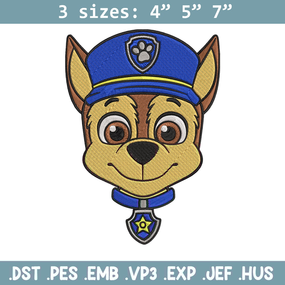 Chase dog Embroidery Design, Paw Patrol Embroidery, Embroidery File,Anime Embroidery, Anime shirt, Digital download.jpg