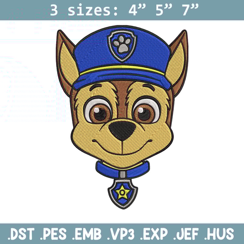 Chase dog Embroidery Design, Paw Patrol Embroidery, Embroidery File,Anime Embroidery, Anime shirt, Digital download.jpg