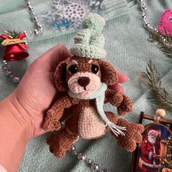 Handmade dog crochet puppy toy amigurumi dog tiny plush toy new year gift
