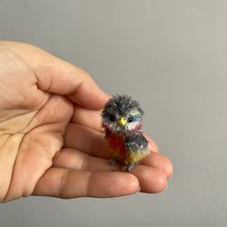 Miniature owl ooak bird fantasy owl 1 to 12 scale unique realistic animal pet replica dollhouse decor collectible toy