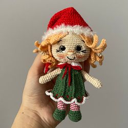 Crocheted elf doll tiny Amigurumi doll fall Dressed baby doll Handmade doll for girls, Interior decor doll soft stuffed