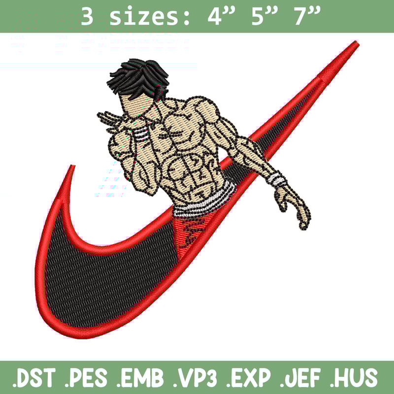 Baki x nike embroidery design, Baki embroidery, Nike design, Embroidery shirt, Embroidery file, Digital download.jpg