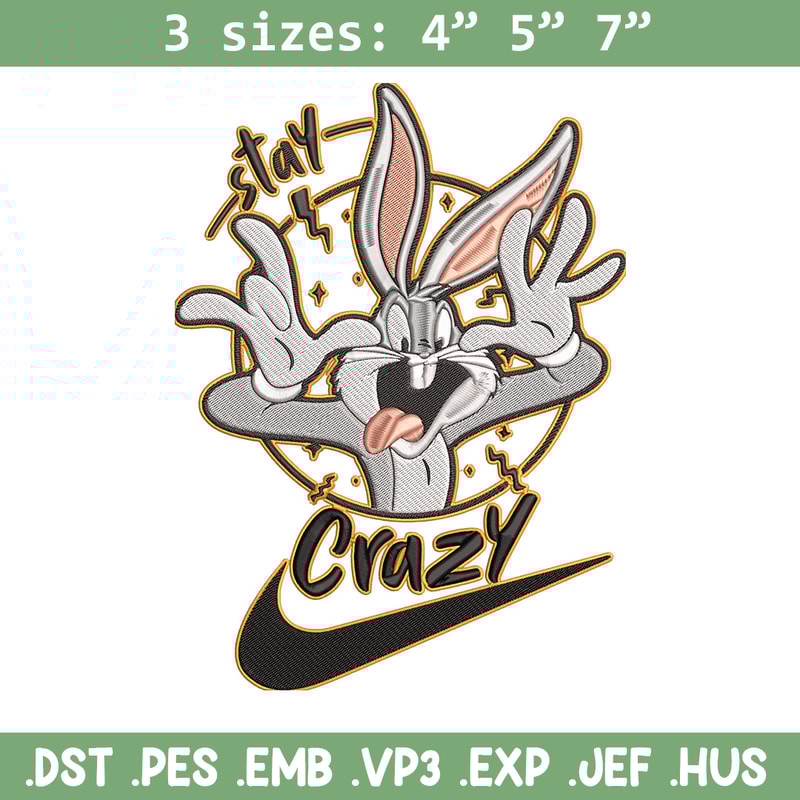 Bugs Bunny Embroidery Design, Looney Tunes Embroidery, Embroidery File, Nike Embroidery, Anime shirt, Digital download.jpg