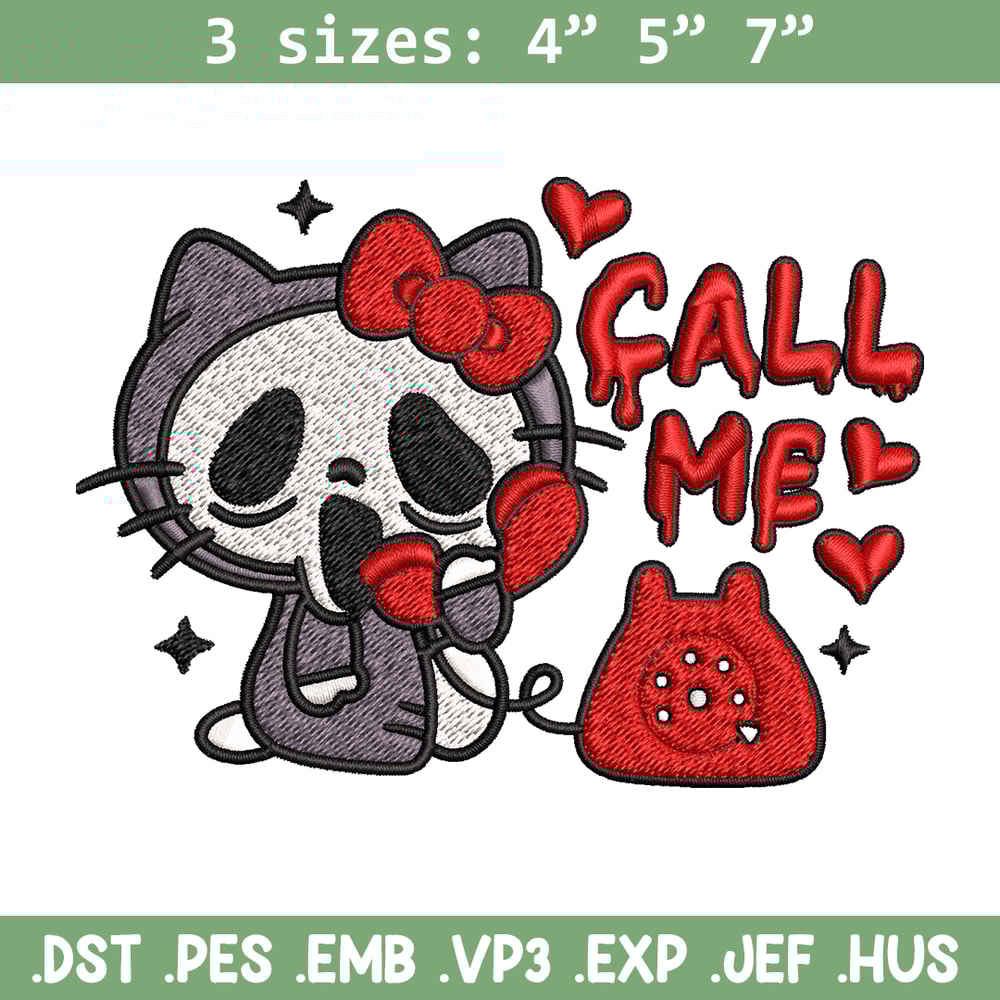 Call Me Scream Hello Kitty Embroidery design, Hallokitty Embroidery, cartoon design, Embroidery File, Digital download..jpg