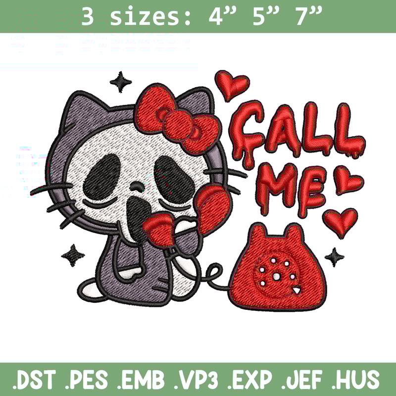 Call Me Scream Hello Kitty Embroidery design, Hallokitty Embroidery, cartoon design, Embroidery File, Digital download..jpg