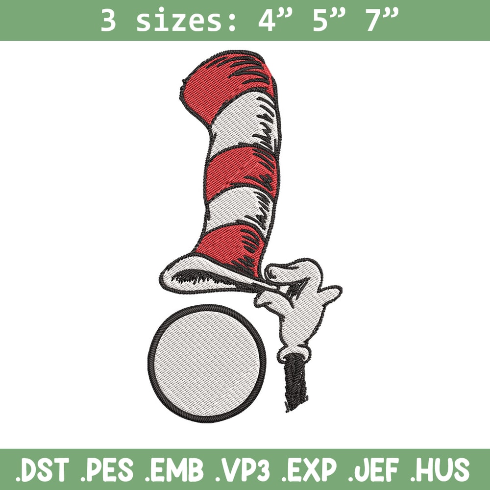Cat In The Hat Embroidery Design, Cat In The Hat Embroidery, Embroidery File, logo shirt, Digital download.jpg