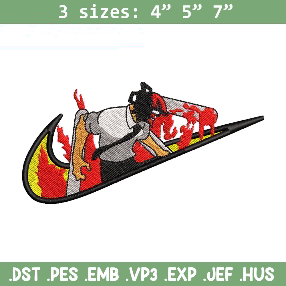 Chainsaw man Nike embroidery design, Chainsaw man embroidery, Nike design, anime design, anime shirt, Digital download.jpg