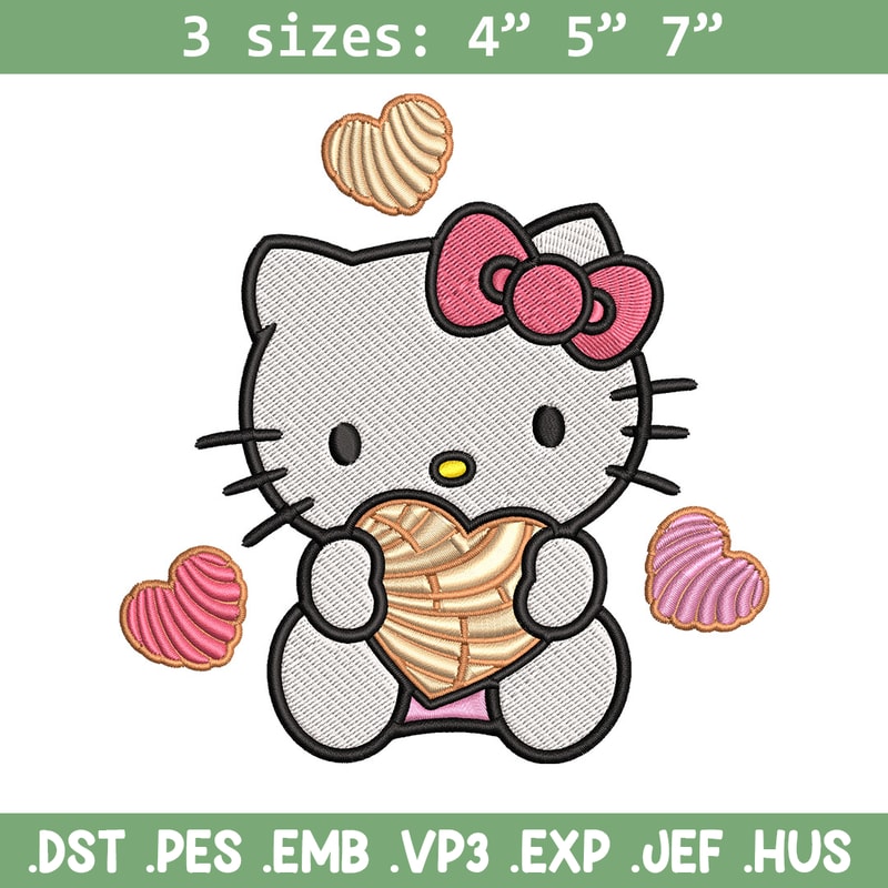 Concha Hello Kitty Embroidery Design, Hello Kitty cartoon Embroidery, Embroidery File, Cartoon shirt, Digital download..jpg
