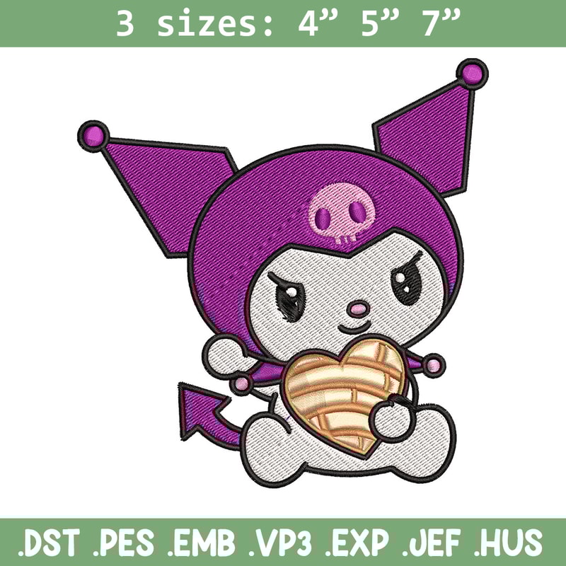 Concha Kuromi Embroidery Design, Kuromi cartoon Embroidery, Embroidery File, Cartoon shirt, Digital download..jpg