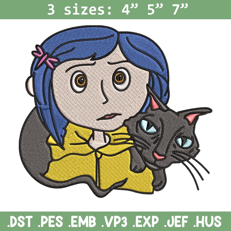 Coraline And Black Cat Embroidery Design, Coraline Embroidery, Embroidery File, Cartoon shirt, Digital download..jpg