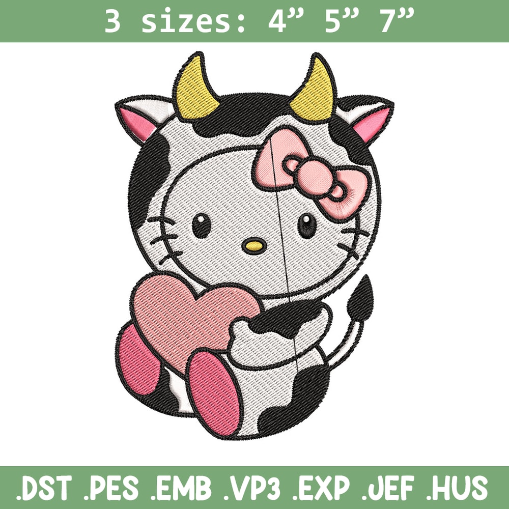 Cow Hello Kitty With Heart Embroidery Design, Hello Kitty Embroidery, Embroidery File, Cartoon shirt, Digital download..jpg