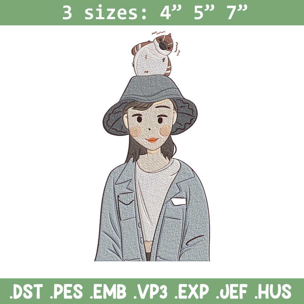 Cute girl Embroidery Design, Cartoon Embroidery, Embroidery File, Anime Embroidery, Anime shirt, Digital download.jpg