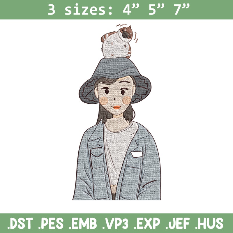 Cute girl Embroidery Design, Cartoon Embroidery, Embroidery File, Anime Embroidery, Anime shirt, Digital download.jpg