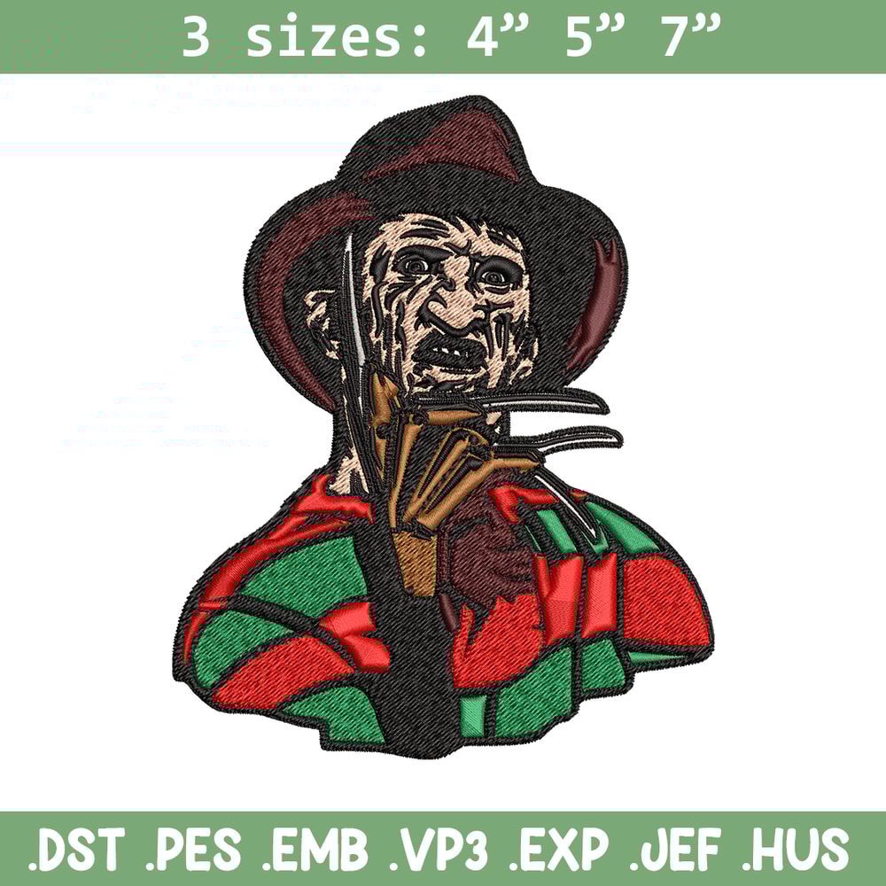 Freddy Krueger Embroidery design, Freddy horror Embroidery, horror design, Embroidery File, Digital download..jpg