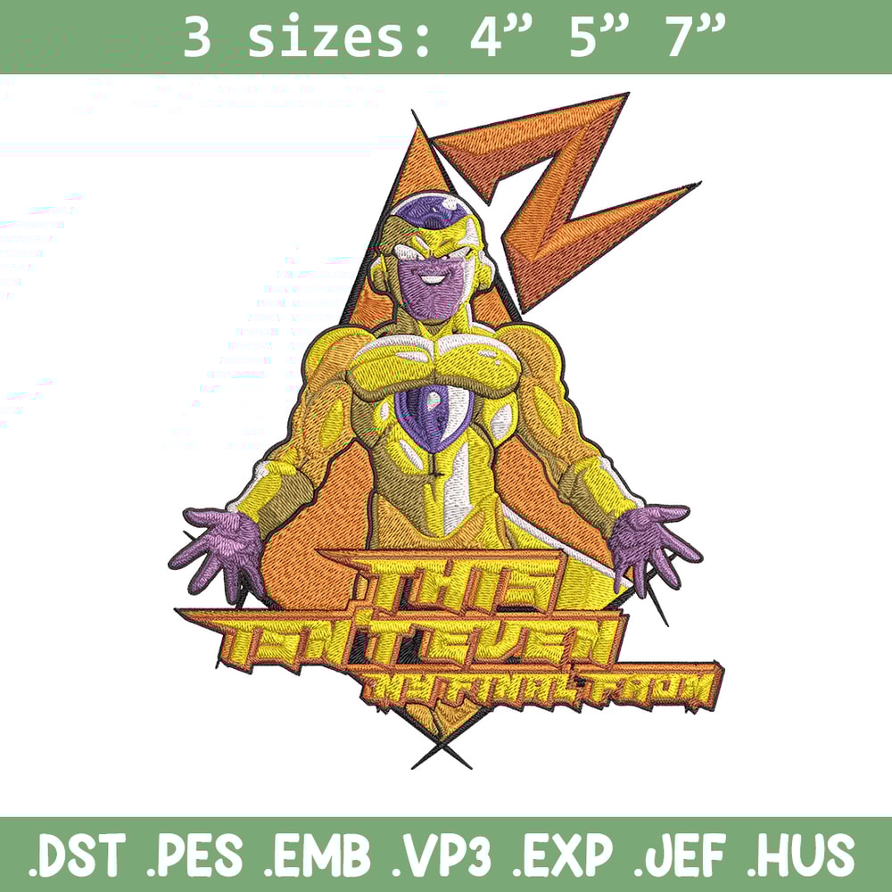 Frieza gold Embroidery Design, Dragonball Embroidery, Embroidery File, Anime Embroidery, Anime shirt, Digital download..jpg