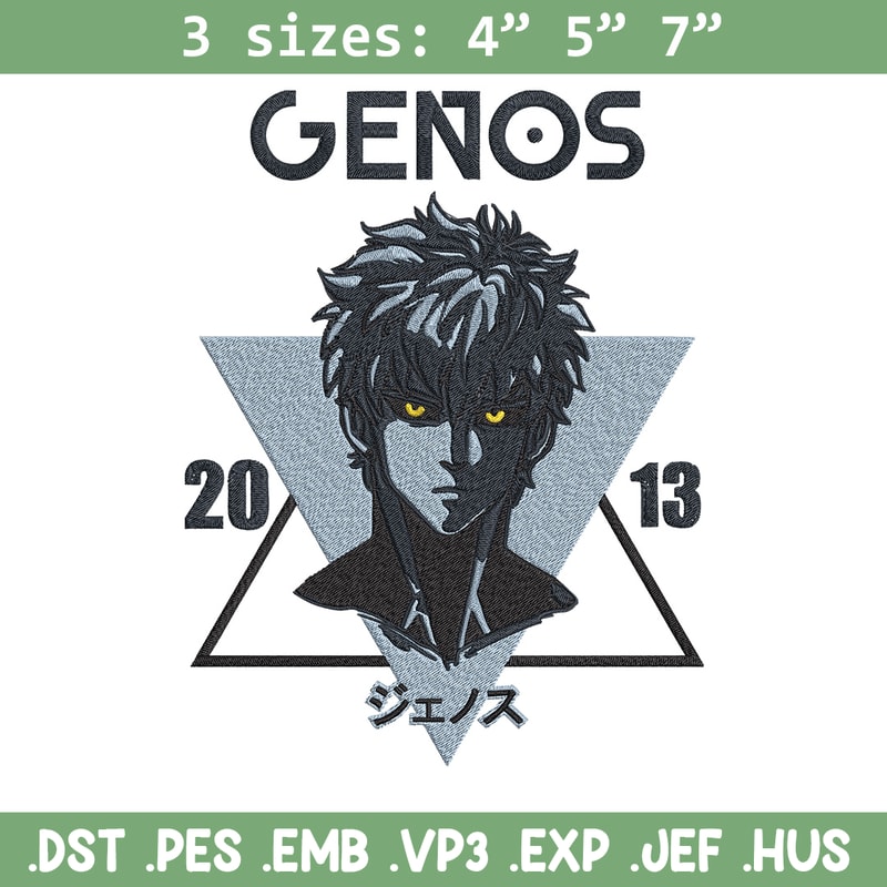 Genos poster Embroidery Design, One punch man Embroidery, Embroidery File, Anime Embroidery, Anime shirt.jpg