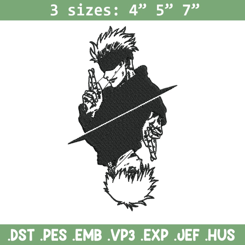 Gojo poster Embroidery Design, Jujutsu Embroidery, Embroidery File, Anime Embroidery, Anime shirt,Digital download.jpg