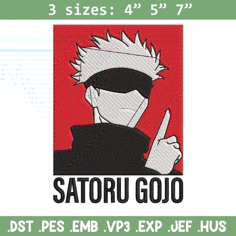 Gojo poster Embroidery Design, Jujutsu Embroidery, Embroidery File, Anime Embroidery,Anime shirt, Digital download.jpg