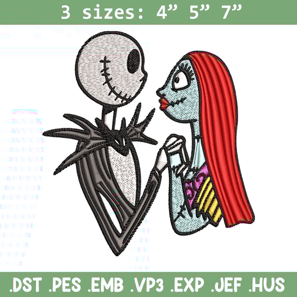 Jack and Sally love Embroidery design, Horror Embroidery, horror design, Embroidery File, logo shirt, Digital download..jpg