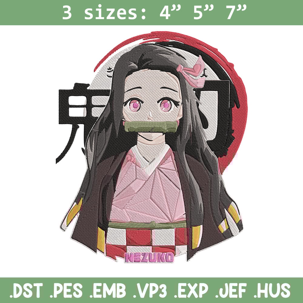 Kamado nezuko Embroidery Design, Demon slayer Embroidery, Embroidery File, Anime Embroidery, Digital download.jpg