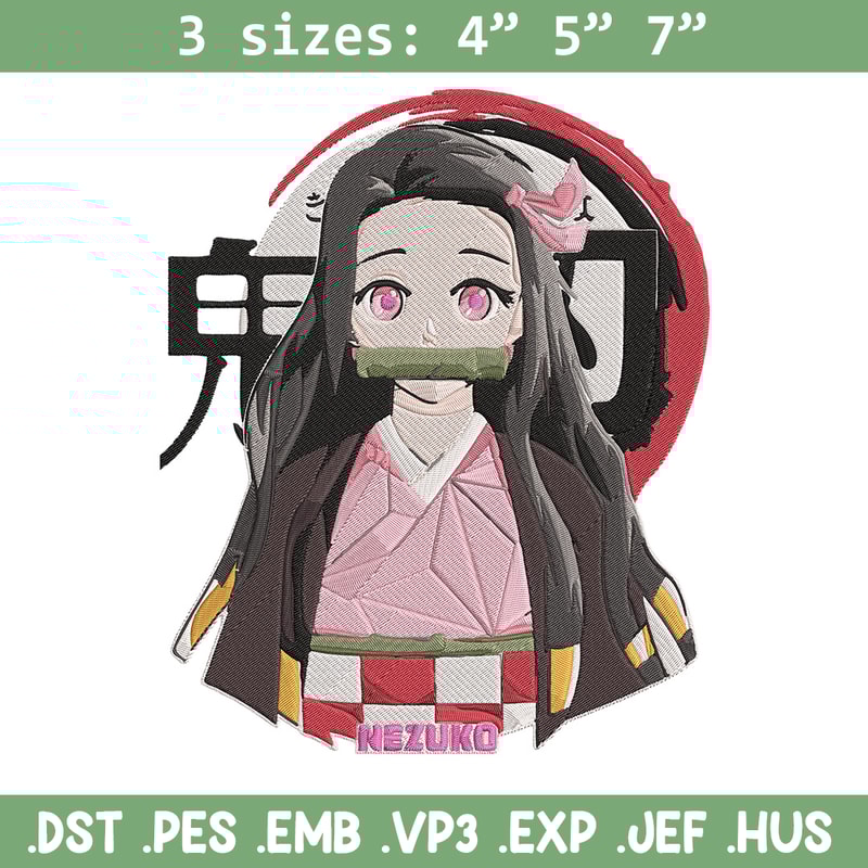 Kamado nezuko Embroidery Design, Demon slayer Embroidery, Embroidery File, Anime Embroidery, Digital download.jpg