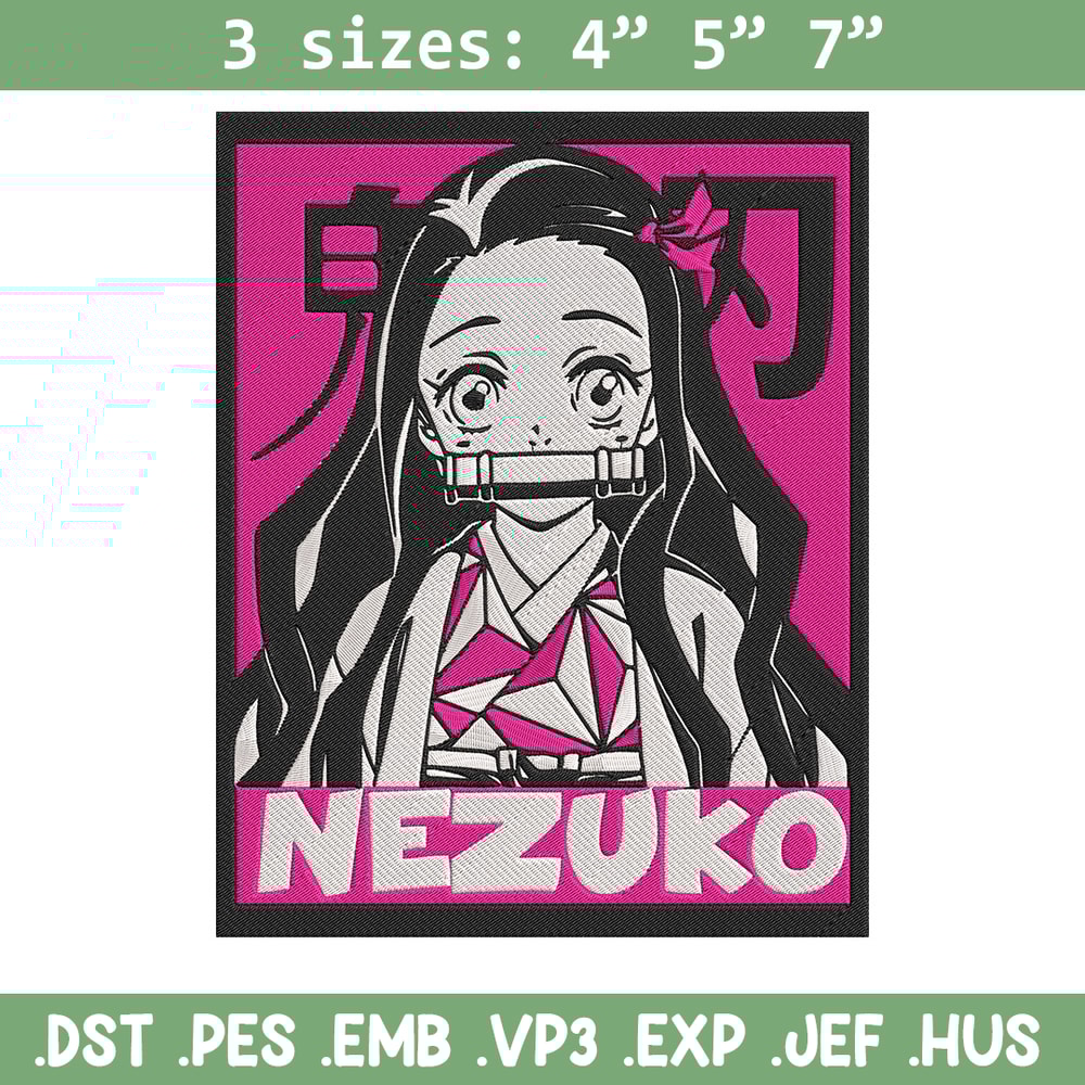 Kamado nezuko poster Embroidery Design, Demon slayer Embroidery, Embroidery File, Anime Embroidery, Digital download..jpg