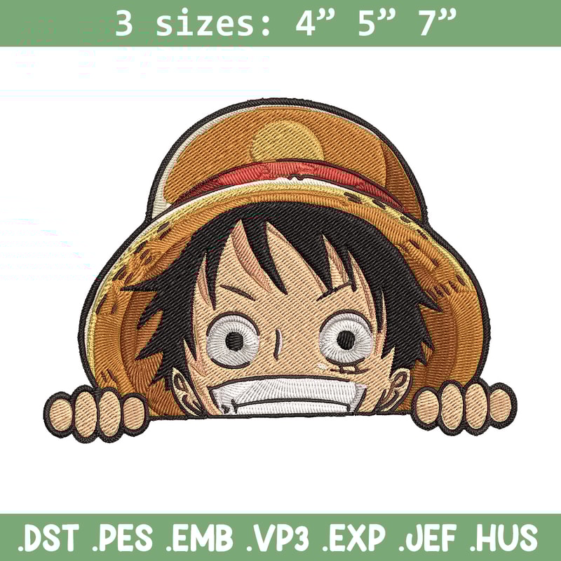 Luffy Peeker Embroidery Design, One piece Embroidery, Embroidery File, Anime Embroidery, Anime shirt, Digital download.jpg