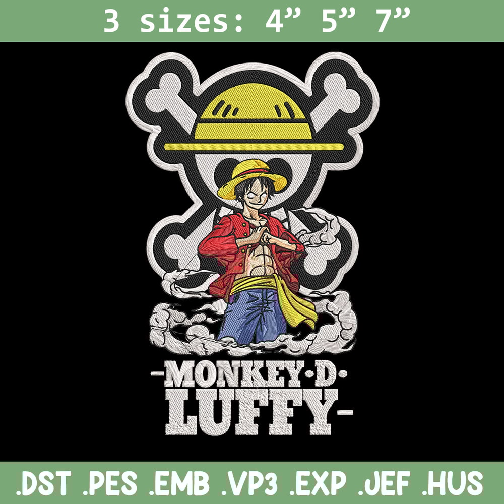 Luffy poster Embroidery Design, One piece Embroidery, Embroidery File, Anime Embroidery, Anime shirt, Digital download.jpg