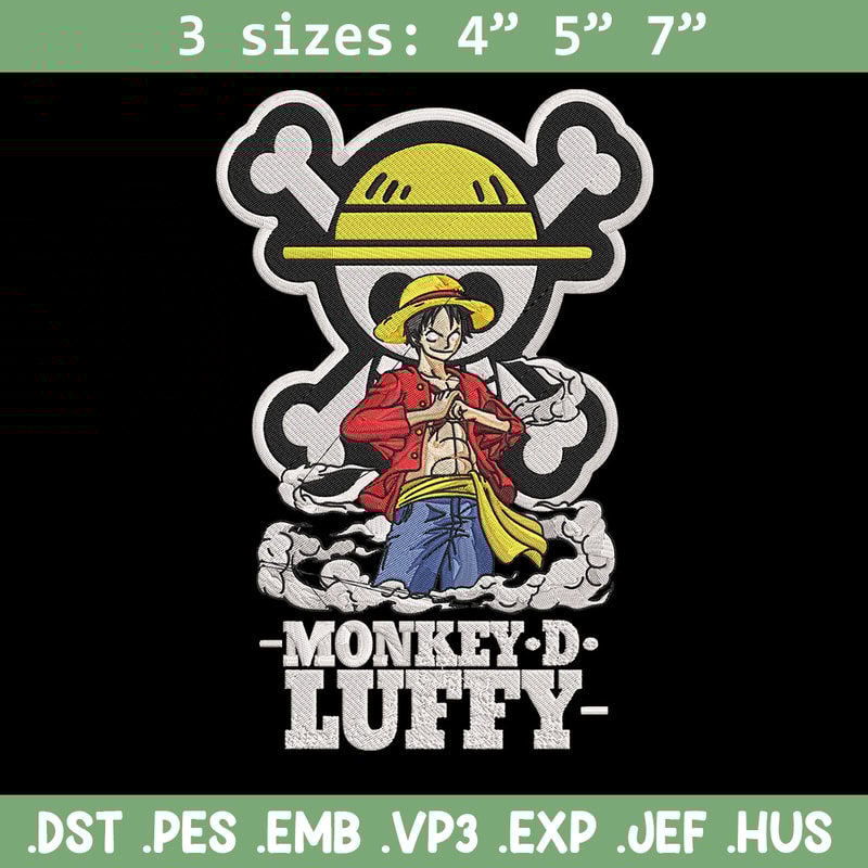 Luffy poster Embroidery Design, One piece Embroidery, Embroidery File, Anime Embroidery, Anime shirt, Digital download.jpg
