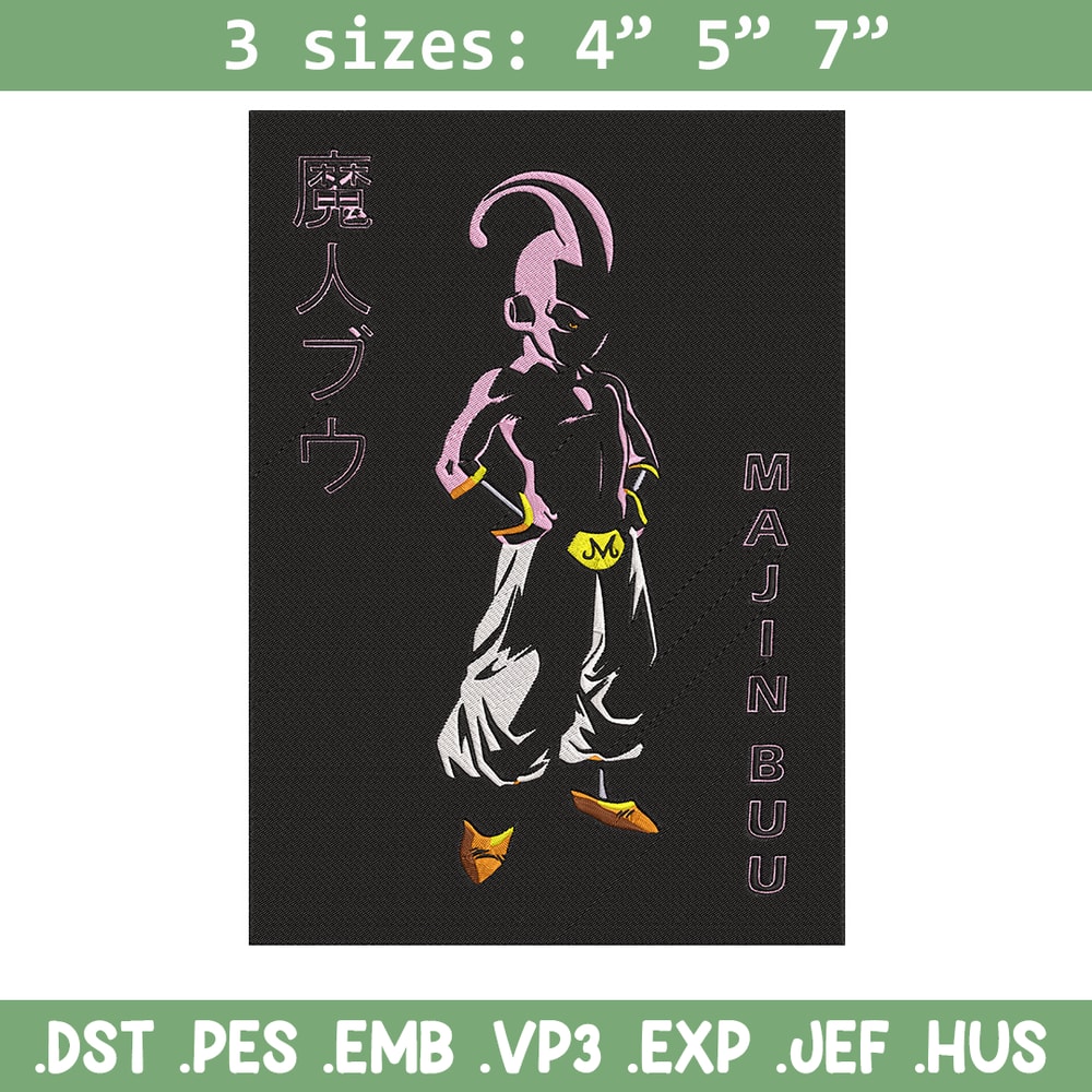 Majin Buu Embroidery Design, Dragonball Embroidery, Embroidery File, Anime Embroidery, Anime shirt, Digital download.jpg