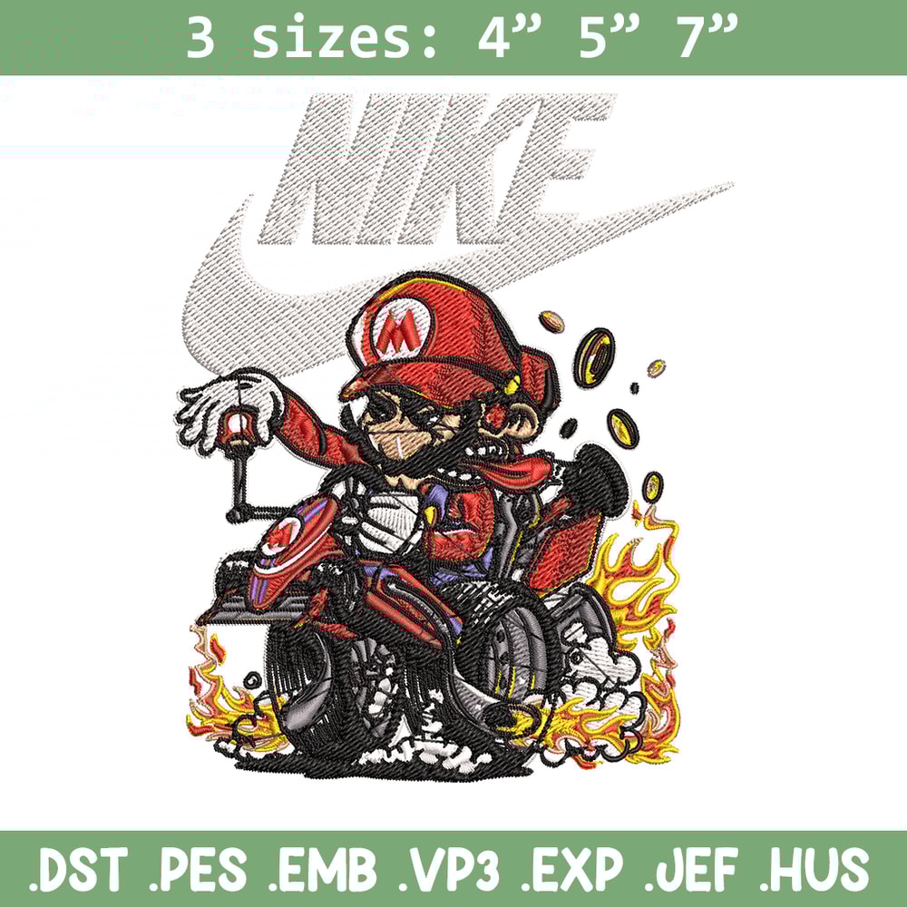 Mario car Nike Embroidery design, Mario car game Embroidery, Nike design, Embroidery file, logo shirt, Instant download..jpg
