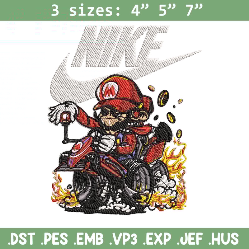 Mario car Nike Embroidery design, Mario car game Embroidery, Nike design, Embroidery file, logo shirt, Instant download..jpg