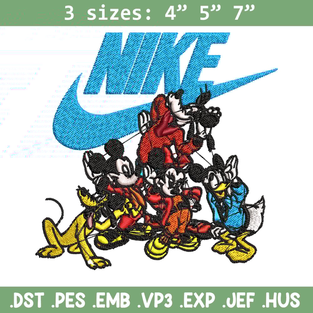 Mickey and friends Nike Embroidery design, Disney Embroidery, Nike design, Embroidery file, logo shirt, Instant download.jpg