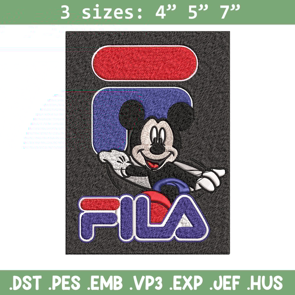 Mickey Mouse Fila Embroidery design, Disney Embroidery, cartoon design, Embroidery File, Fila logo, Instant download..jpg