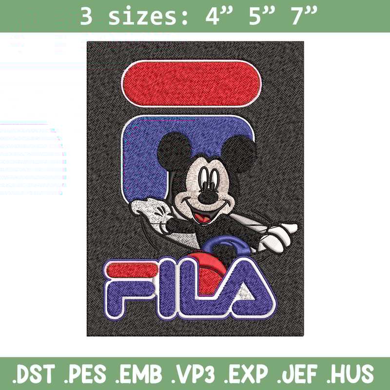 Mickey Mouse Fila Embroidery design, Disney Embroidery, cartoon design, Embroidery File, Fila logo, Instant download..jpg