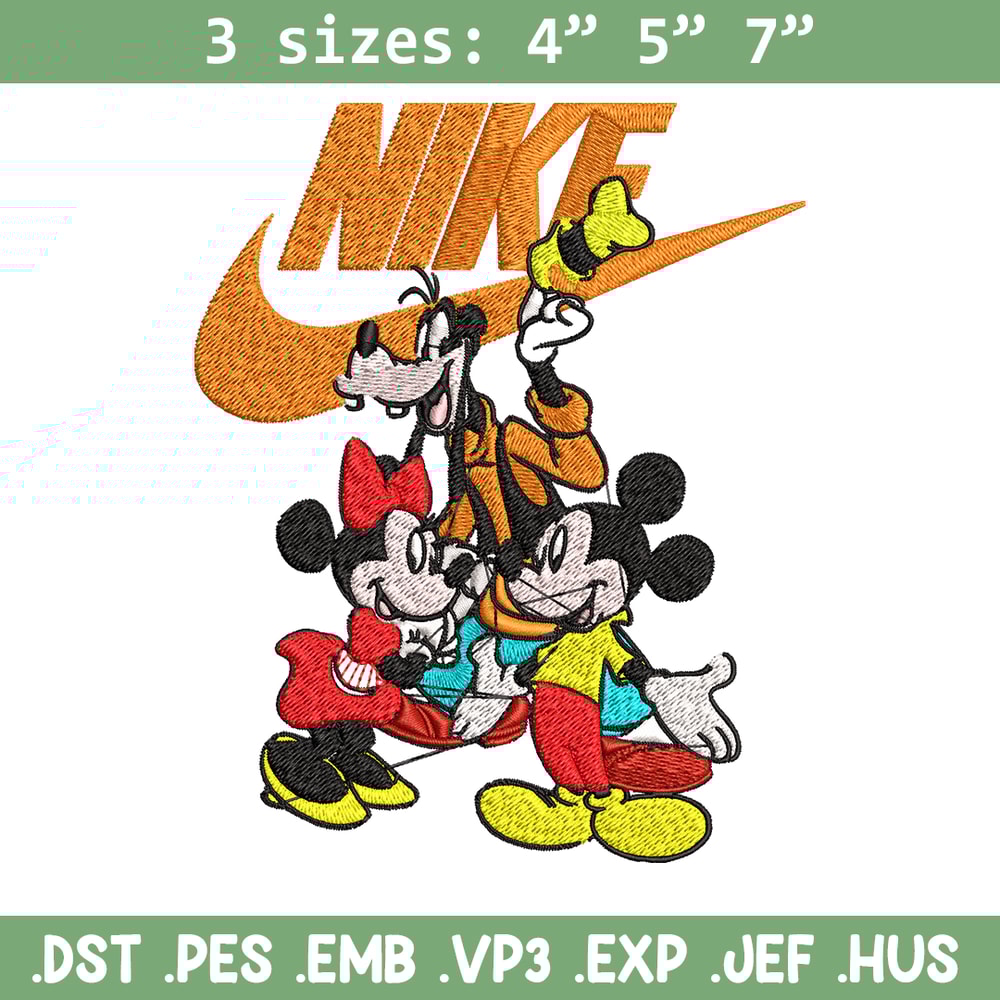 Mickey Mouse friends Nike Embroidery design, Disney Embroidery, Nike design, Embroidery file, Instant download..jpg