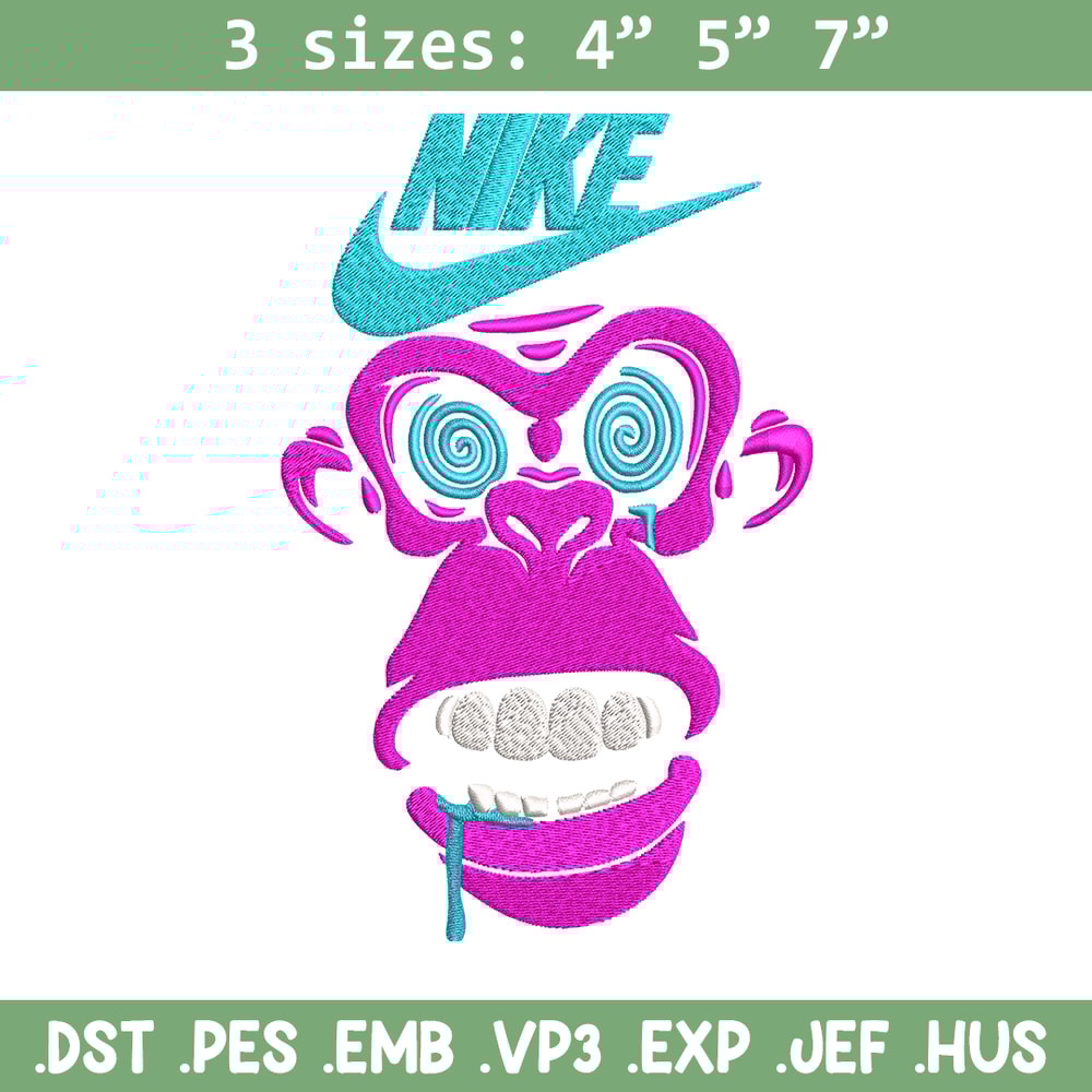 Monkey Nike Embroidery design, Monkey Embroidery, Nike design, Embroidery file, logo shirt, Instant download..jpg