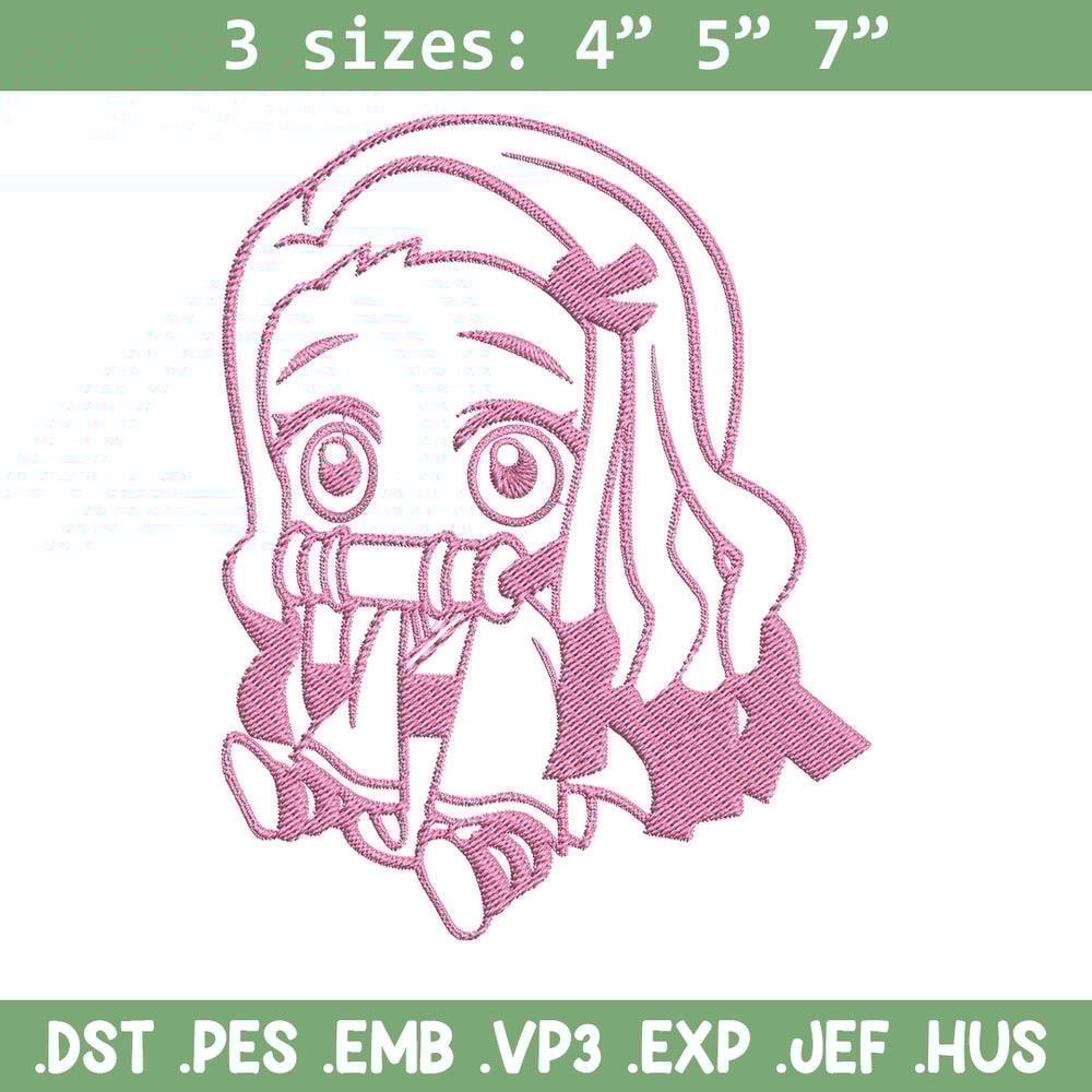 Nezuko chibi Embroidery Design, Demon slayer Embroidery, Embroidery File, Anime Embroidery, Digital download..jpg