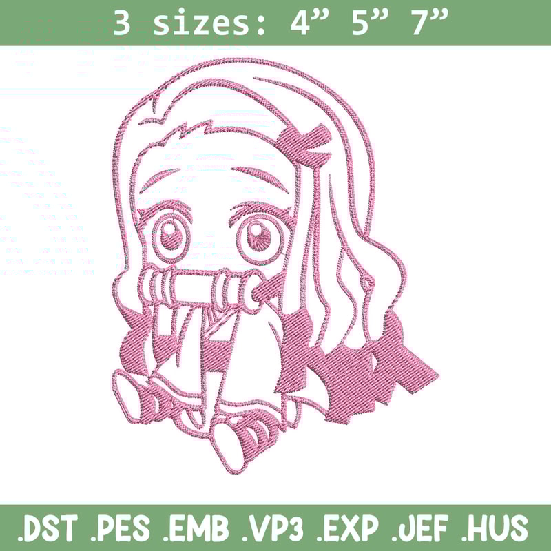 Nezuko chibi Embroidery Design, Demon slayer Embroidery, Embroidery File, Anime Embroidery, Digital download..jpg