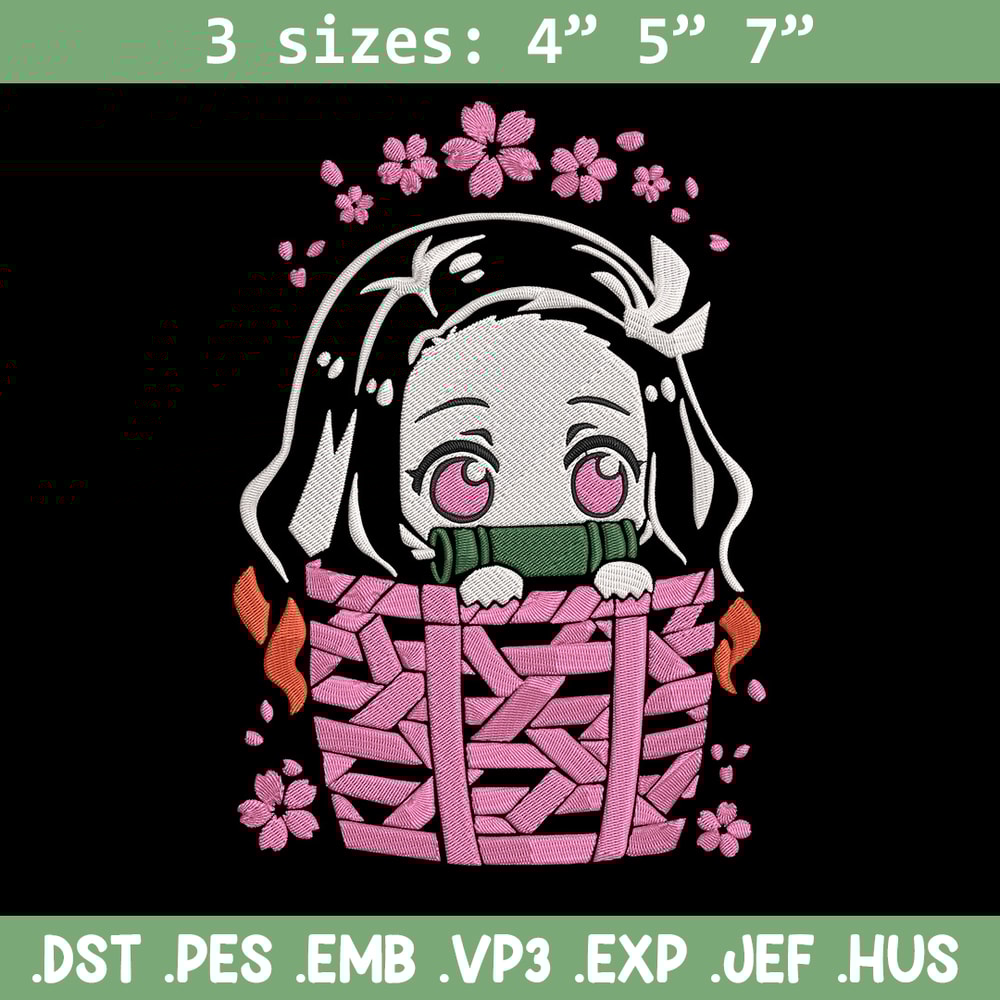Nezuko chibi Embroidery Design, Demon slayer Embroidery, Embroidery File, Anime Embroidery,Digital download..jpg