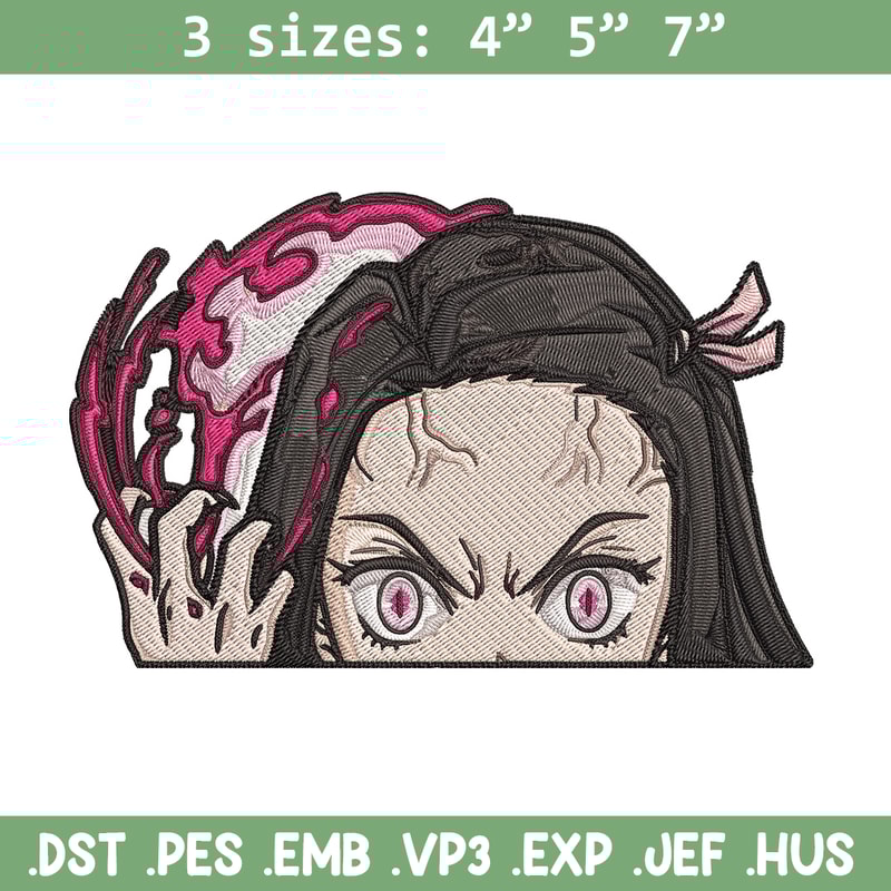 Nezuko demon Peeker Embroidery Design, Demon slayer Embroidery, Embroidery File, Anime Embroidery, Digital download.jpg
