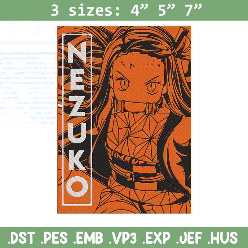 Nezuko kamado Embroidery Design, Demon slayer Embroidery,Embroidery File, Anime Embroidery, Anime shirt,Digital download.jpg