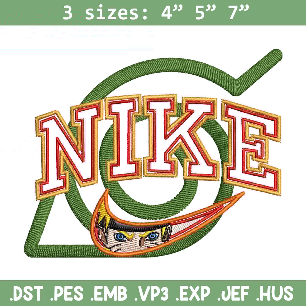 Nike konoha logo embroidery design, Naruto embroidery, Nike design,Embroidery shirt, Embroidery file, Digital download.jpg