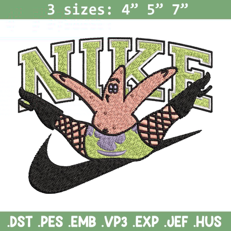Nike patrick Embroidery Design, Spongebob Embroidery, Nike Embroidery, Embroidery File, Logo shirt, Digital download.jpg