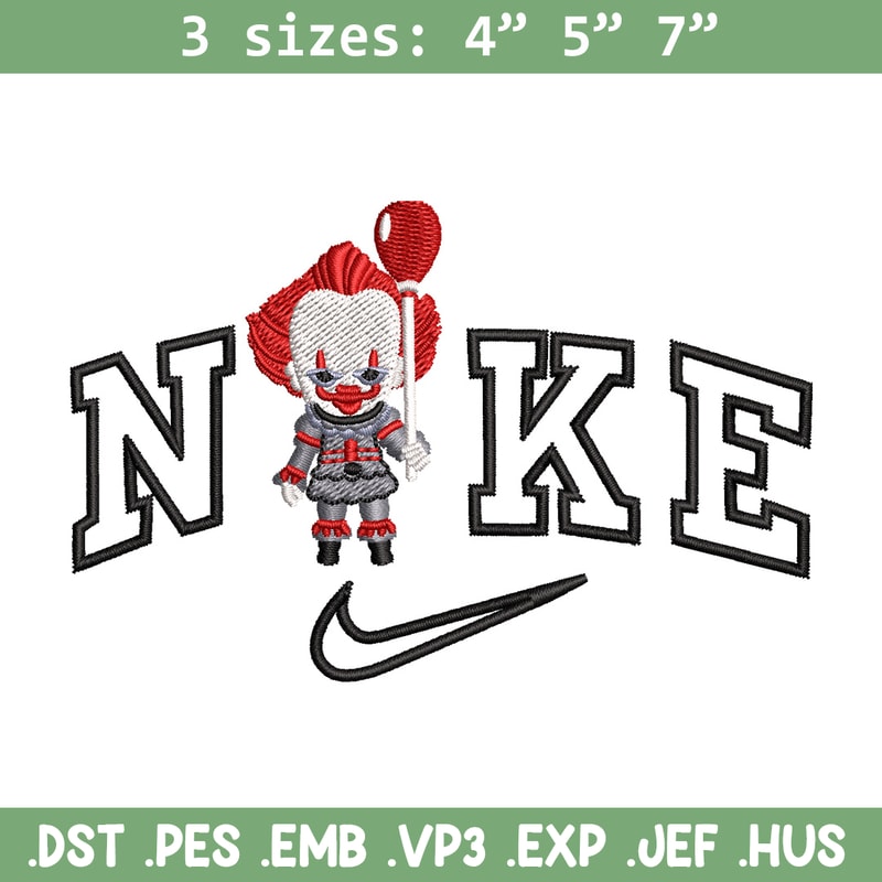 Nike pennywise embroidery design, Horror embroidery, Nike design, Embroidery shirt, Embroidery file, Digital download.jpg