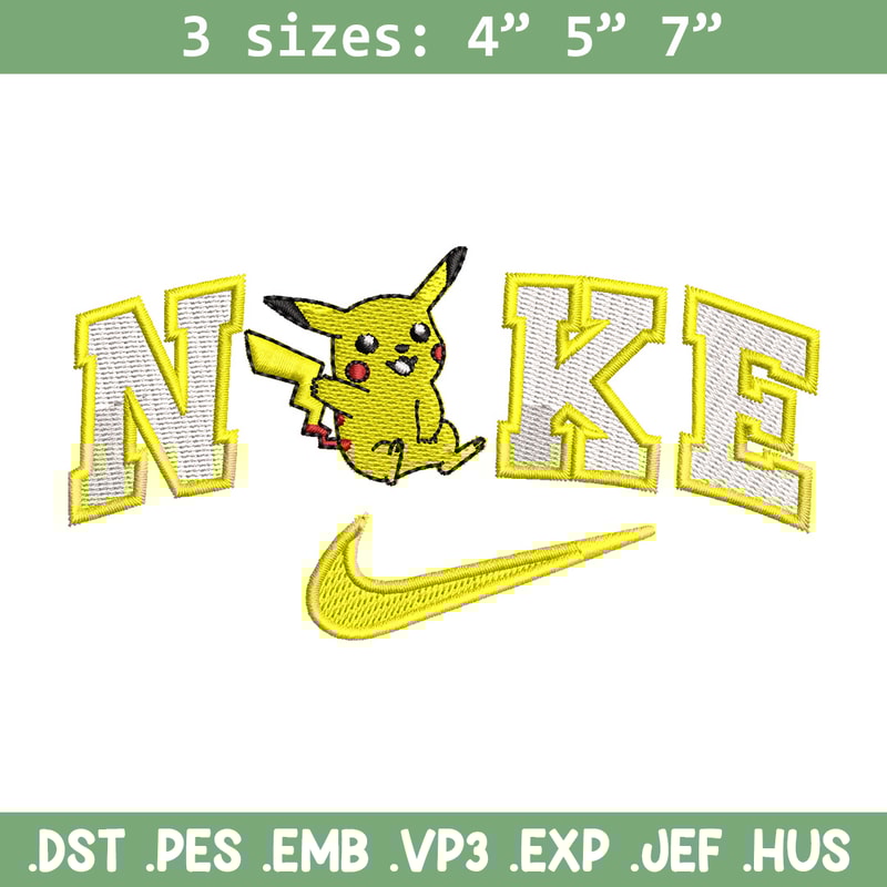 Nike pikachu embroidery design, Pokemon embroidery, Nike design, Embroidery shirt, Embroidery file, Digital download.jpg