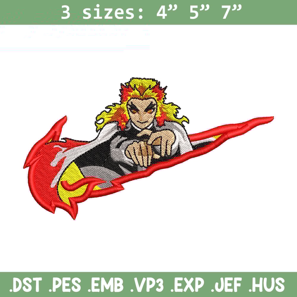 Nike Rengoku embroidery design, Kimetsu no Yaiba embroidery, Nike design, anime design, anime shirt, Digital download.jpg
