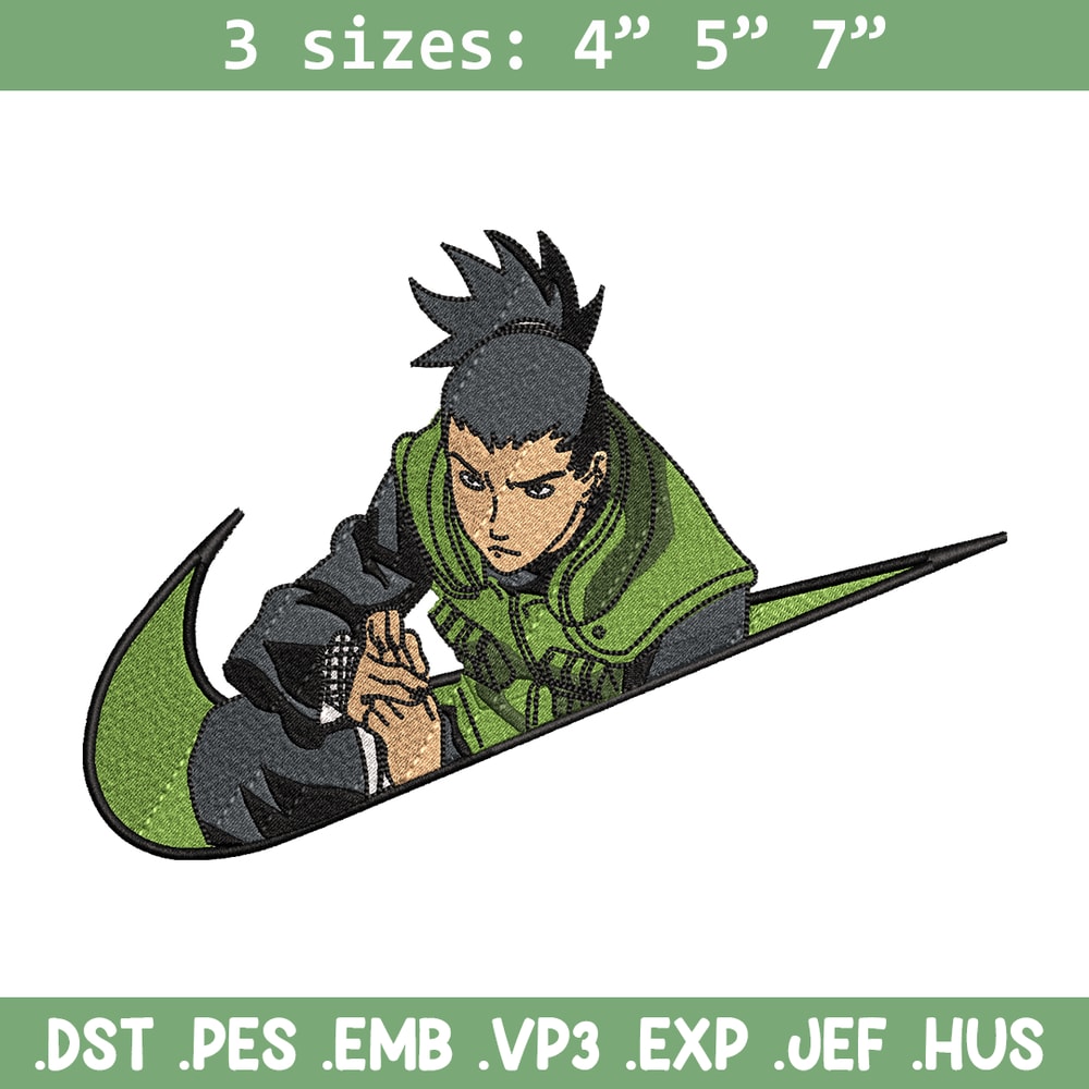 Nike Shikamaru embroidery design, Naruto embroidery, Nike design, anime design, anime shirt, Digital download.jpg